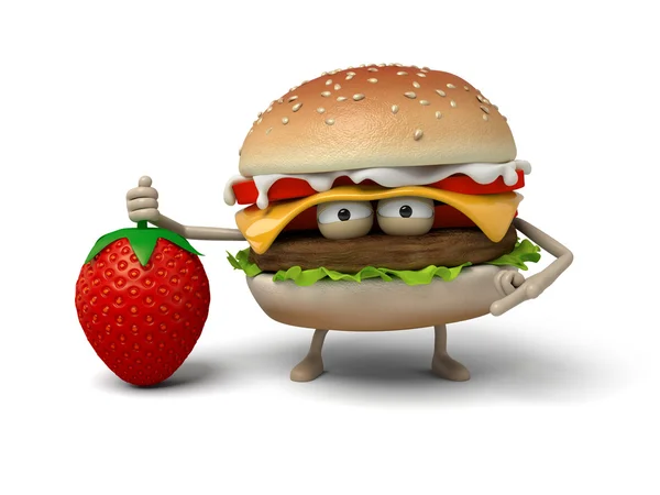 Hamburger, Erdbeere, Snack, schnell — Stockfoto