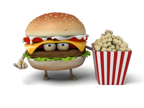 Hamburger, popcorn, snack, veloce — Foto Stock