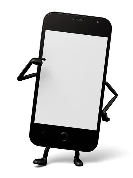 Smartphone, peka, sig själv — Stockfoto