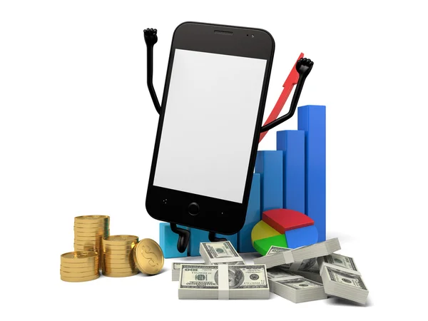 Smartphone,money, gain — Stock Photo, Image