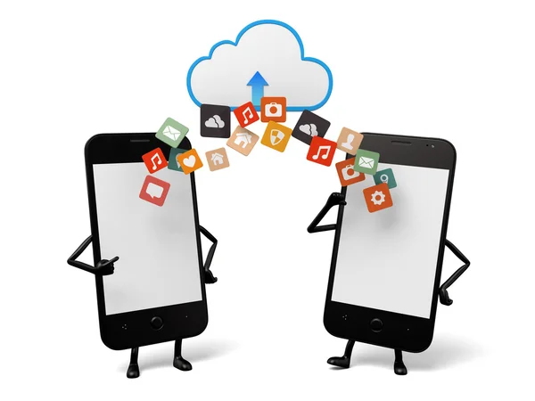 Teléfono móvil, nube, aplicación, aplicación — Foto de Stock