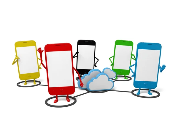Teléfono celular, compartir, nube, datos — Foto de Stock