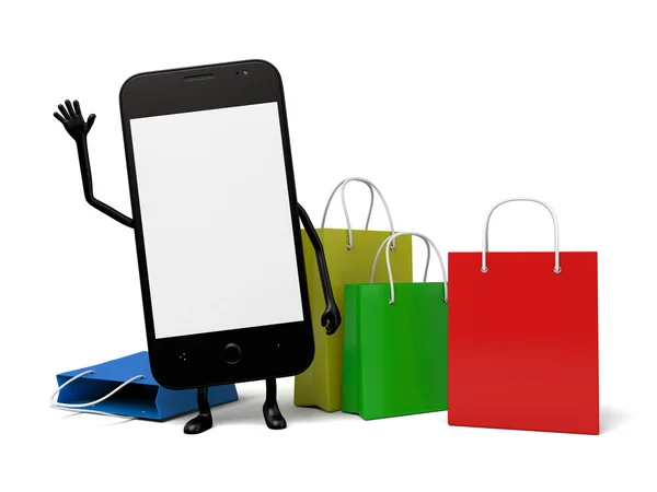 Téléphone portable, boutique, shopping — Photo