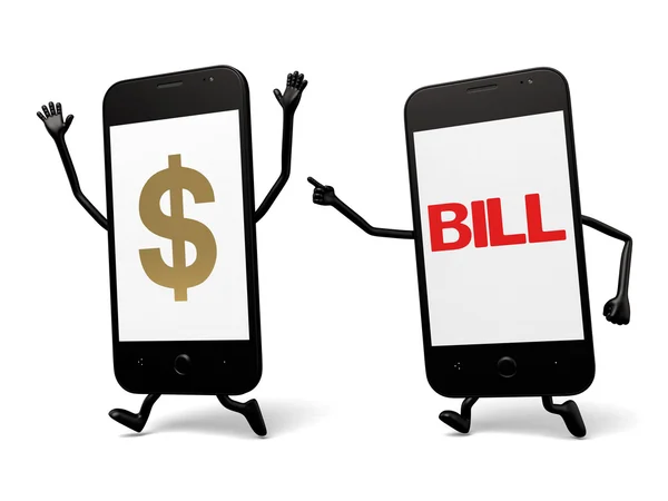 Cellphone,bill, check, dollar — Stock Photo, Image