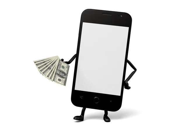 Cellphone,cash, dollar, money — Stock Photo, Image