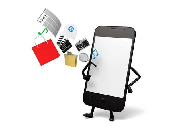 Mobiltelefon, installera, app, programvara — Stockfoto