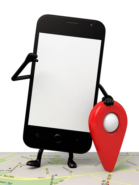 Handy, Karte, Standort, GPS — Stockfoto