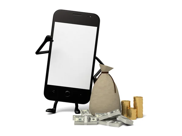Cellphone,money, dollar, income — Stock Photo, Image