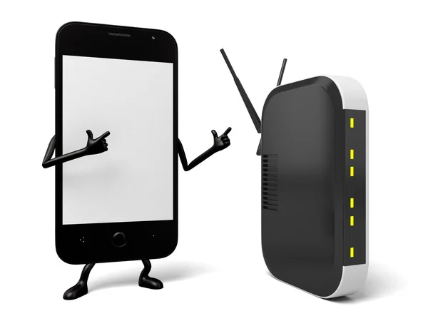 Mobilní telefon, bezdrátový router, Ap, — Stock fotografie