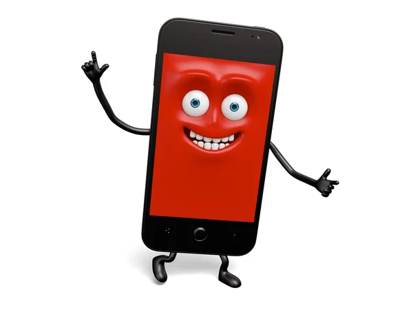 Teléfono celular, feliz, sonrisa, alegría — Foto de Stock