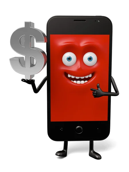 Cellphone,dollar, silver, money — Stock Photo, Image