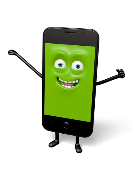 Мобільний телефон, щасливі, радість посмішкою, — стокове фото