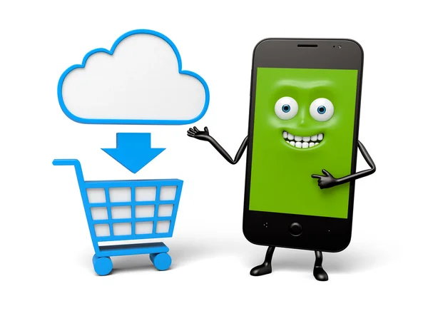 Téléphone portable, shopping, cloud, en ligne — Photo