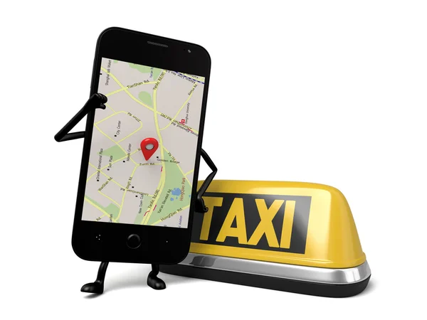 Smartphone, TAXI, mapa de navegación Fotos De Stock