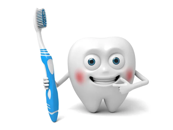 Зуб, зубная щетка, зубная паста — стоковое фото