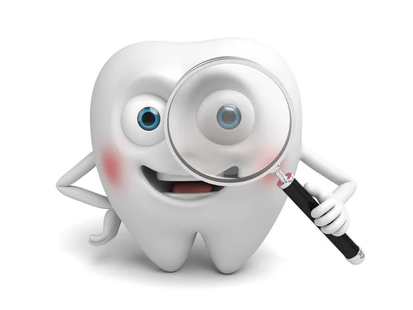 Tooth,magnifier, find, — Stock Photo, Image