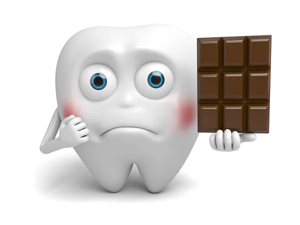 Tooth,chocolate, toothache, — Stock Photo, Image