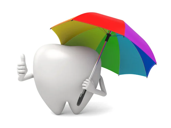 Tooth,umbrella, protect, — Stock Photo, Image