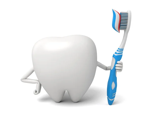 Dente, spazzolino, dentifricio — Foto Stock