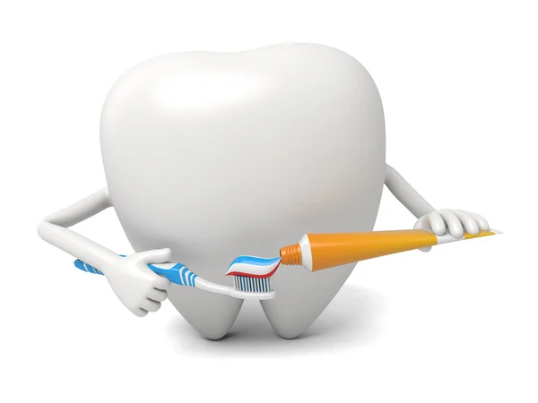 Tooth,toothbrush, toothpaste, — Stock Photo, Image