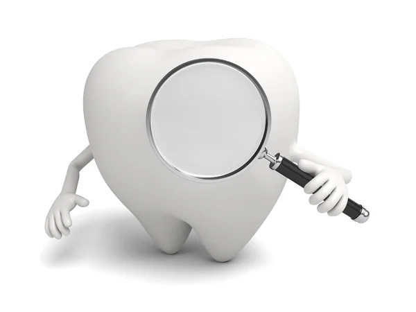 Tooth,magnifier, find, — Stock Photo, Image