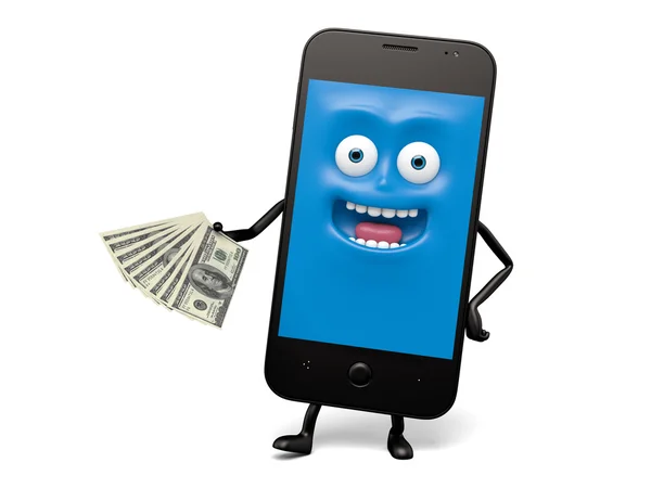 Cellphone,cash, dollar, — Stock Photo, Image