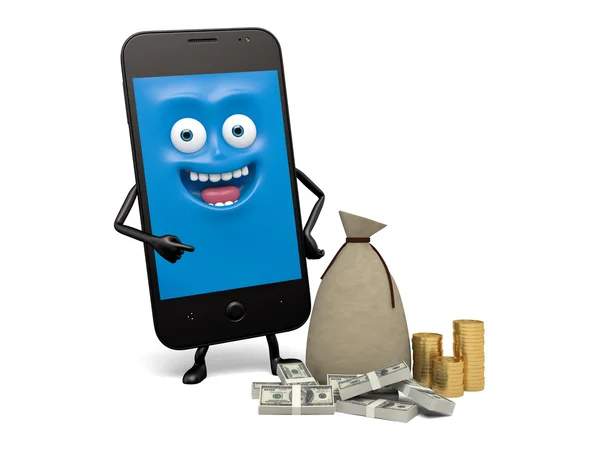 Cellphone,money, dollar, — Stock Photo, Image