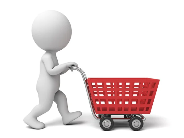 Shopping cart guy — Stock Photo, Image