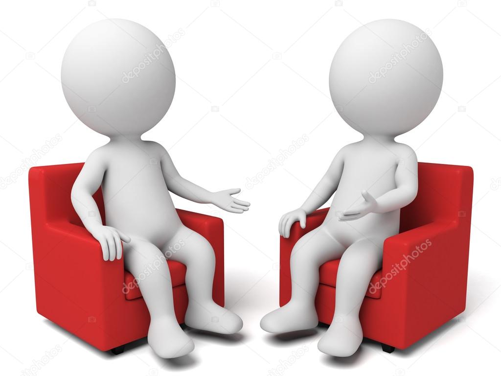 Two 3d people are having a discussion
