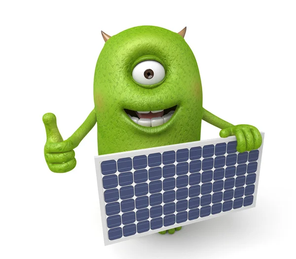 怪物，太阳能电池板 — 图库照片