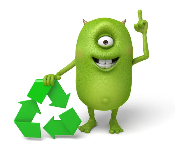 Monstro, símbolo de reciclagem — Fotografia de Stock