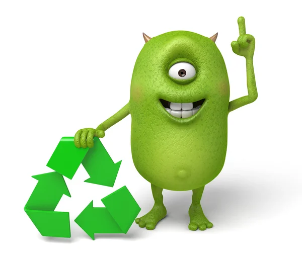 Monster, Recycling-Symbol — Stockfoto