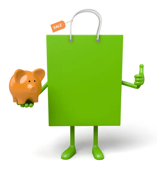 Bolsa de compras Piggy Bank — Fotografia de Stock