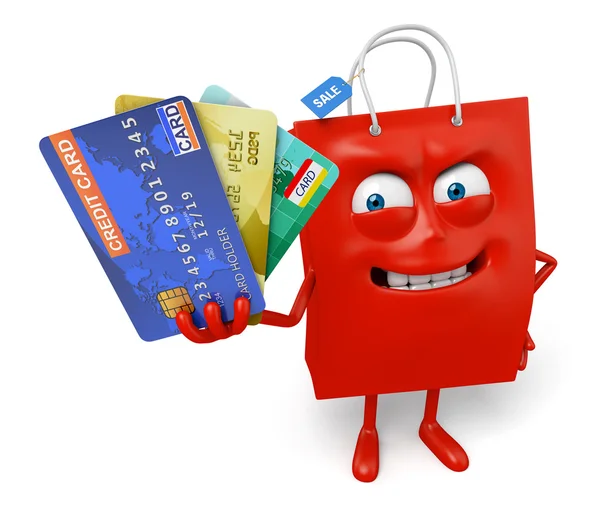 Torba na zakupy kredyt, karta, — Zdjęcie stockowe