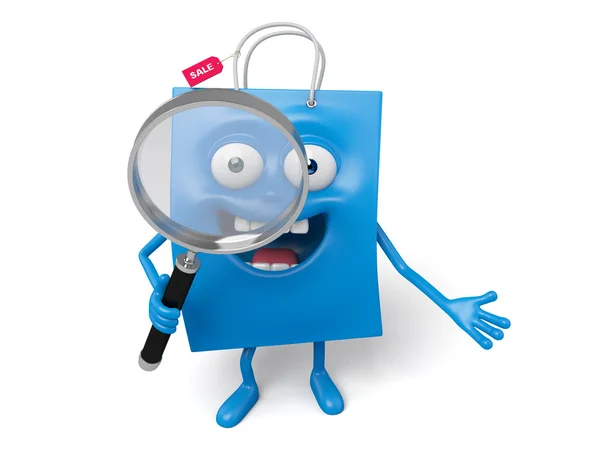 Shopping Bag magnifier, zoom, — Stock Photo, Image