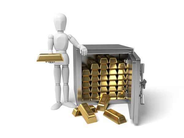 Caja fuerte, dinero, oro, dólar , — Foto de Stock