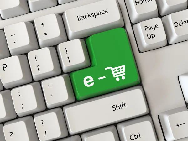 E-shopping, πληκτρολόγιο, σε απευθείας σύνδεση, — Φωτογραφία Αρχείου