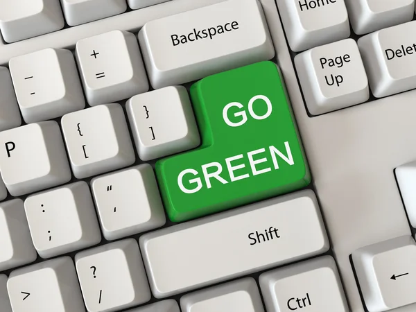 Klavye yeşil gitmek — Stok fotoğraf