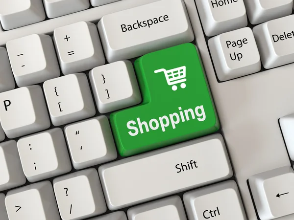 Green Keyboard  shopping — Stock Photo, Image