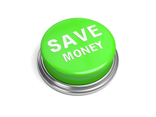 Заощадити гроші, зеленої кнопки — стокове фото