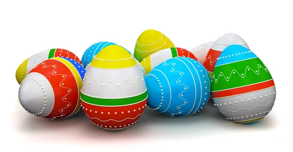 Colorful painted Easter eggs. Isolated on white background — Stock Photo, Image