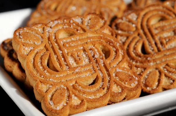 Biscuits Fraîchement Cuits Saupoudrés Sucre Gros Plan Profondeur Champ Faible — Photo