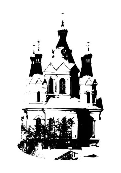 Silhouette Einer Orthodoxen Kathedrale Vektor Illustration Für Design — Stockvektor