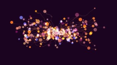 Dışa doğru hareket eden çok renkli parçacıkların soyut arkaplanı