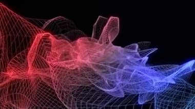 Uzayda dönen soluk gölgelerin çok renkli neon ızgarası soyut arkaplan