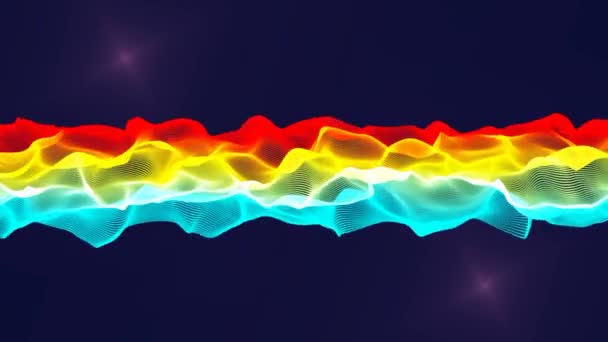 Цветные полосы, извивающиеся в пространстве с отдельными источниками света — стоковое видео