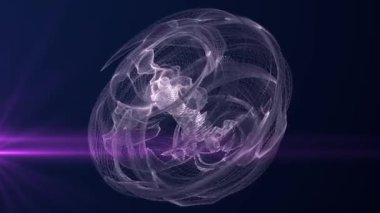 Koyu mavi arkaplanda kaotik olarak döndürülmüş yuvarlak şekil