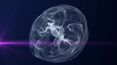 Koyu mavi arkaplanda kaotik olarak döndürülmüş yuvarlak şekil