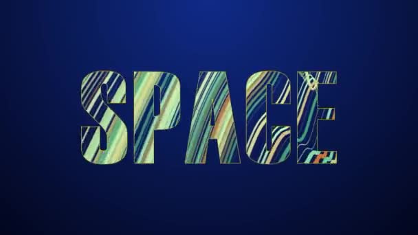 Weltraum. Wort mit sich veränderndem Flüssigkeitseffekt innerhalb des entgegengesetzten Gradienten-Hintergrunds — Stockvideo