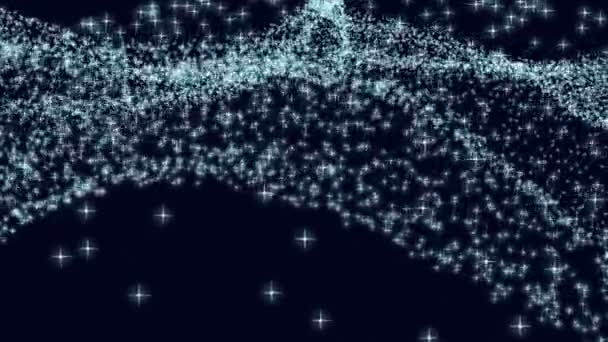 Облако ярких маленьких звезд плавно вращается в пространстве — стоковое видео